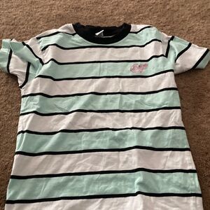 Mint Green and White Striped Women's Tee